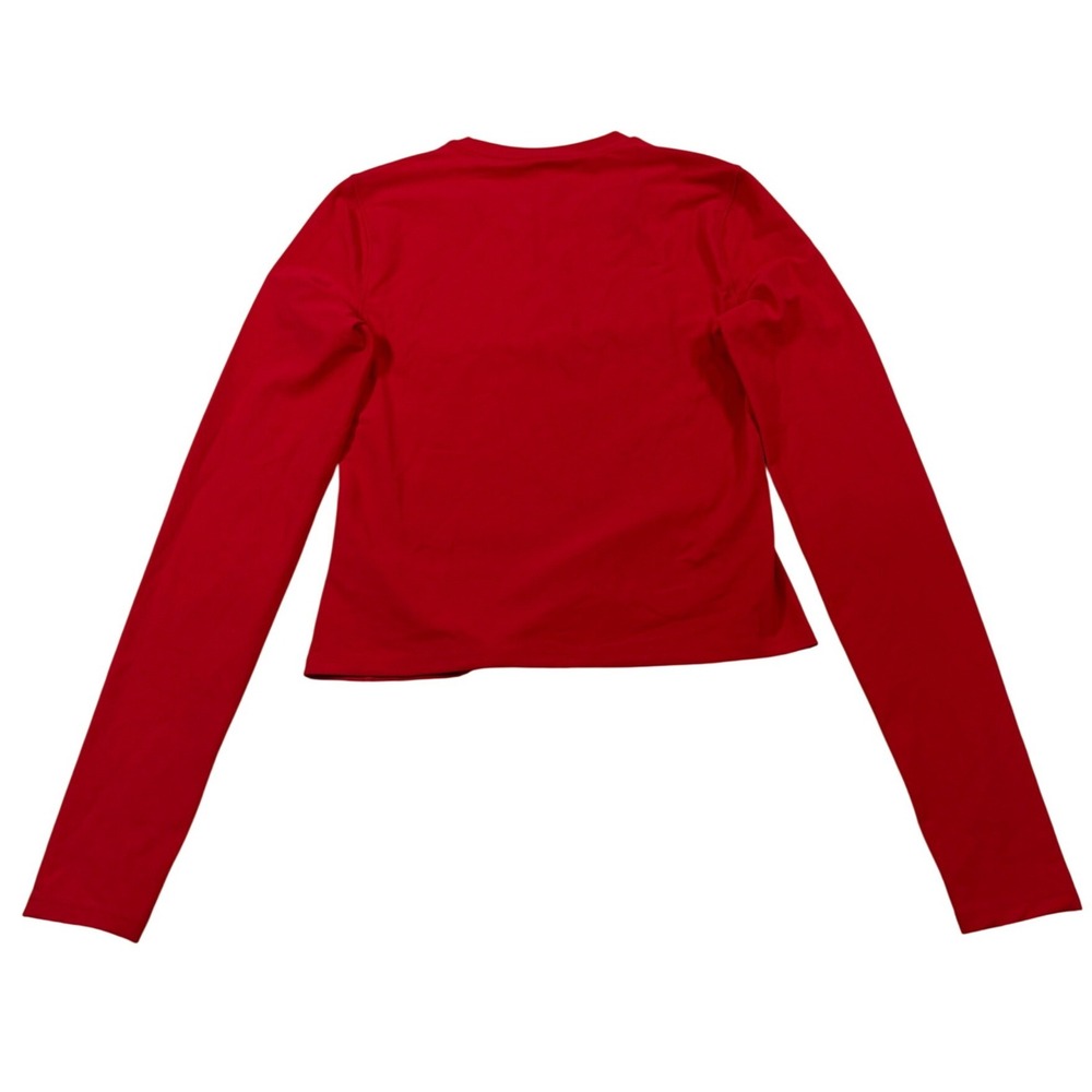 Spanx SPANXsmooth OnForm Long Sleeve Top Red Crew Neck Thumbholes Medium NEW - Picture 4 of 14
